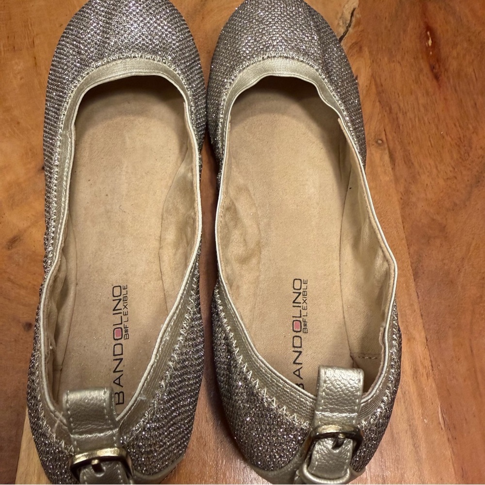 Bandolino Metallic Knit Ballet Flats – Gold Sparkle Slip-On Shoes Size 7M (VGUC) - Picture 7 of 12